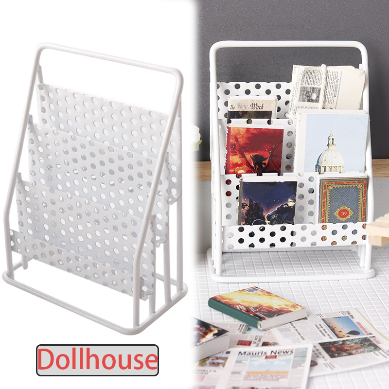 Bookshelf - 1:12 Dollhouse Iron Storage Rack Newspaper