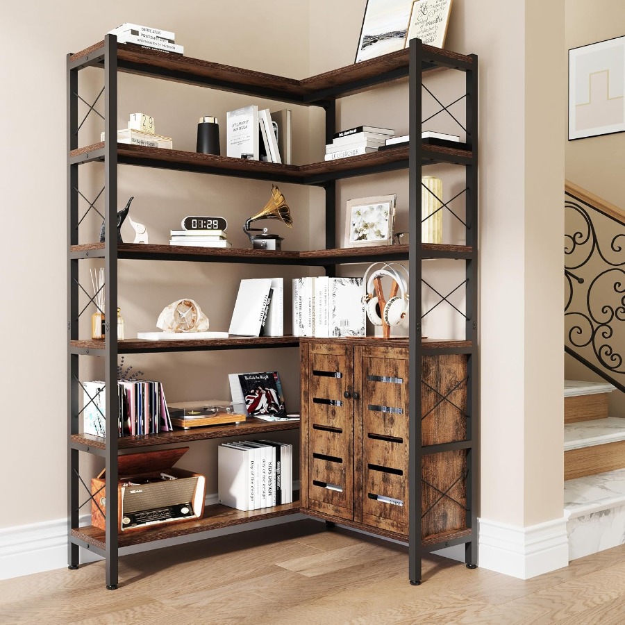 6-Shelf Corner Bookshelf for L - Bookshelf ulasan dan harga