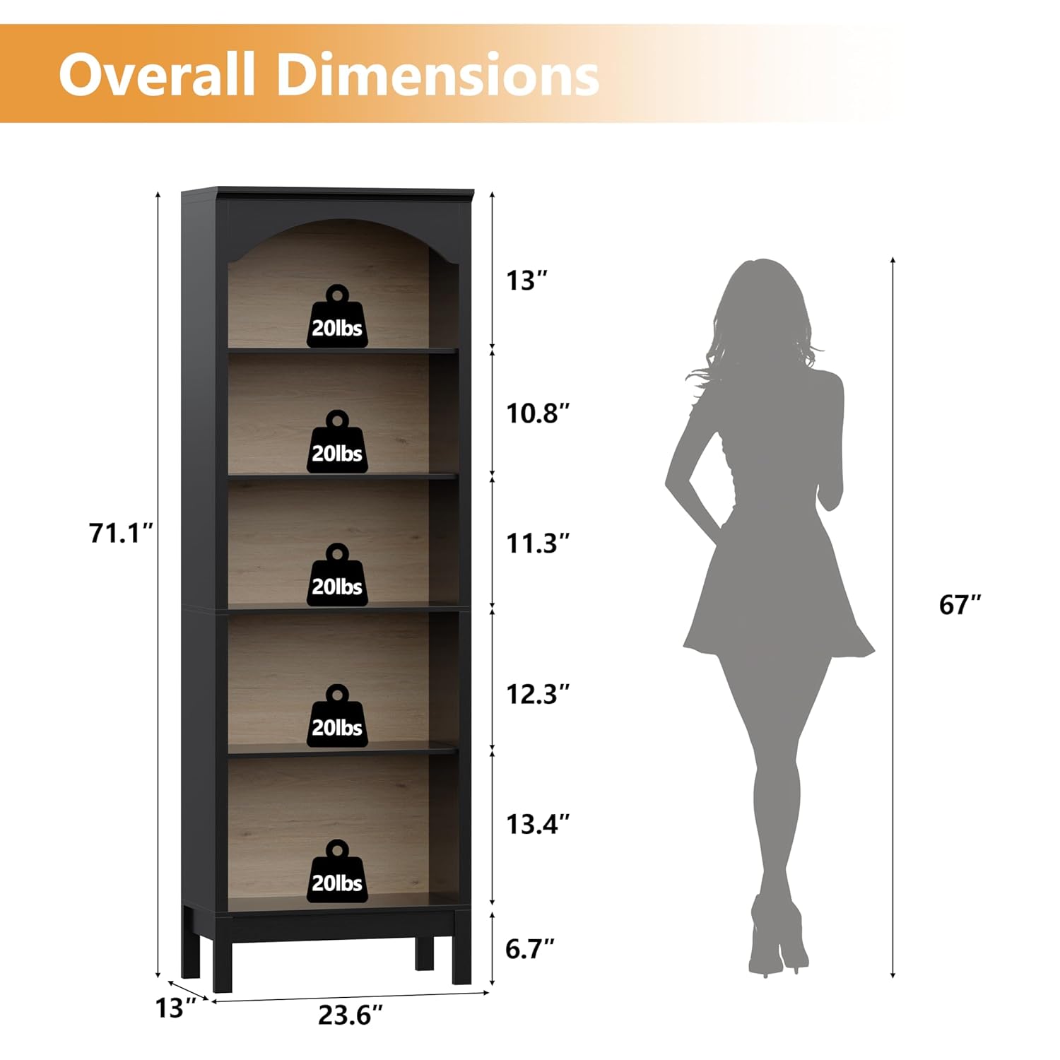 Arched Bookshelf with 5 Tier O - Bookshelf ulasan dan harga