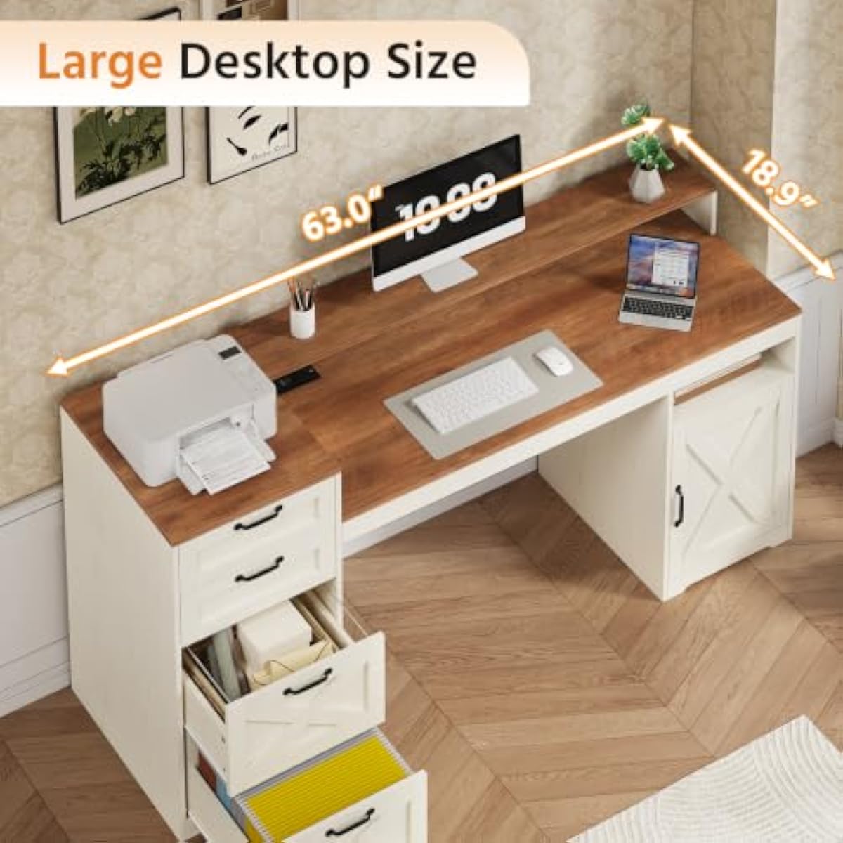 63 inch rustic white engineere - Printer Stand ulasan dan harga